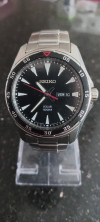 Montre Homme Seiko Solar Double Calendar Noir Énergie Solaire Étanchéité 100M