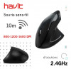 Souris Verticale sans fil 6 boutons et 2,4 GHz havit