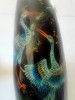 vase en nacre noir motif  oiseau année 1960/1970