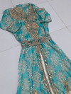 Caftan vert doré casi neuf avec ceinture 