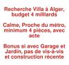 Cherche achat Villa Alger Bachdjerrah