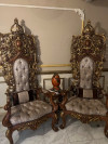 Fauteuil royal en hêtre et dorure syrien 