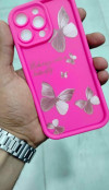 Coque de téléphone en silicone souple papillon rose pour iPhone, coque antichoc, iPhone 15 pro max