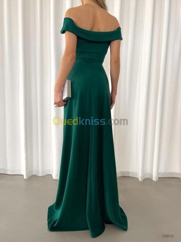 Robe Longue Noire - Vert Bouteille