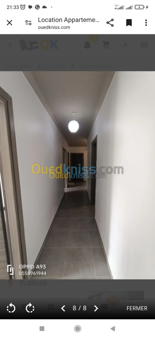 Location Appartement F3 Alger Ouled fayet