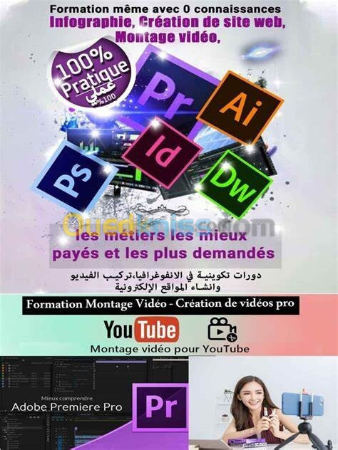 Formations, Création de Site Web, Montage Vidéo, Infographie et E-Commerce.