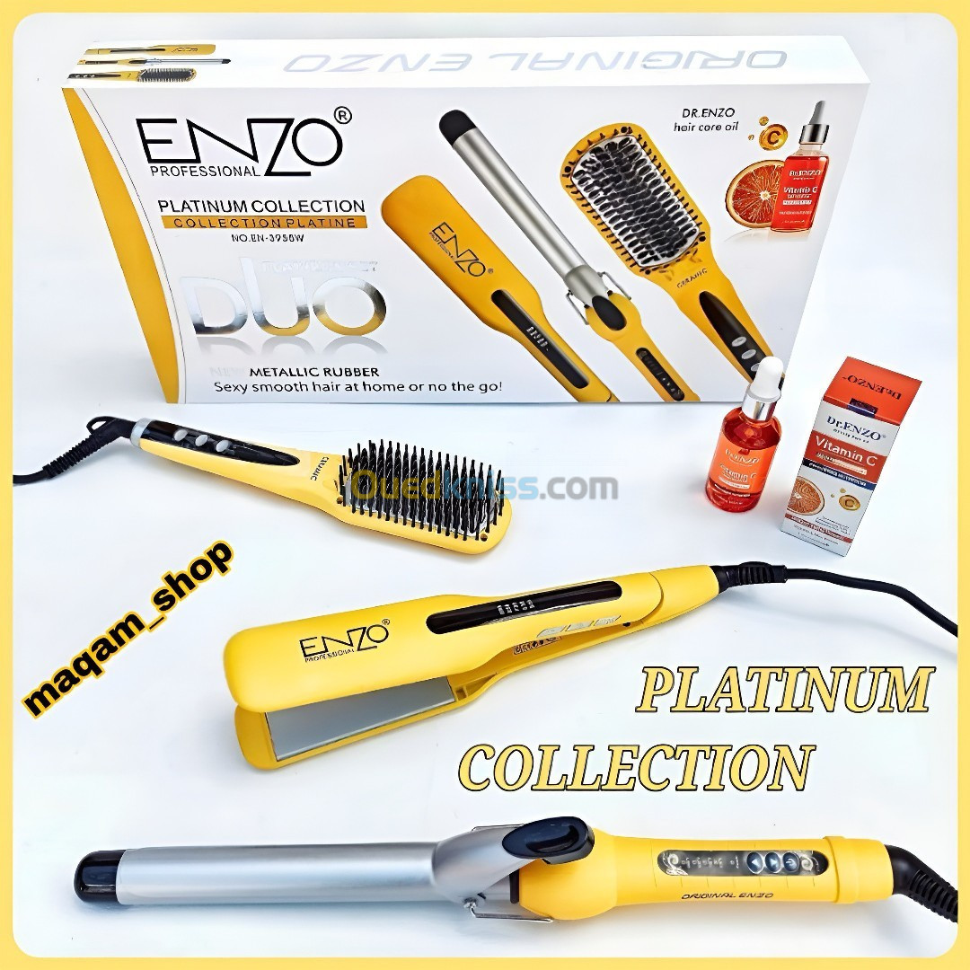 Pack Enzo jaune lisseur bocleur brosse 