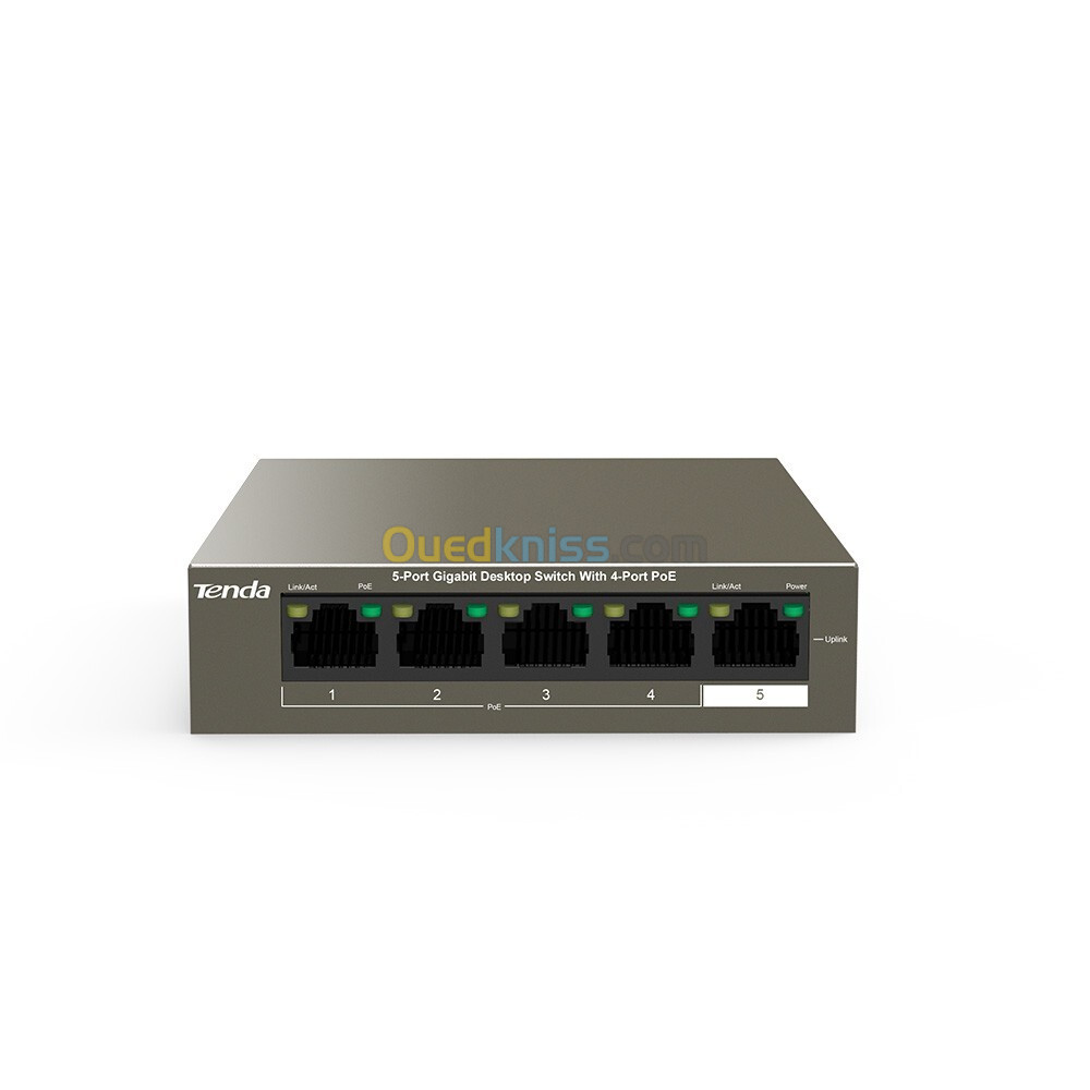 TENDA Switche de bureau Gigabit 5 ports avec 4 ports PoE TEG1105P-4-63W 