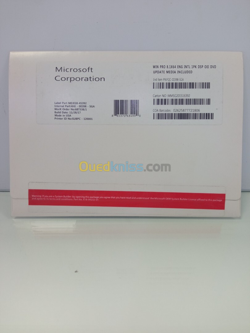 WINDOWS PRO 8.1 * 64 ENG INTL OEI coffret