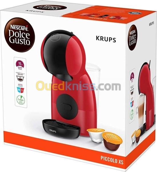 Machine À Café Krups 15 Bars Nescafé Dolce Gusto Piccolo XS Rouge,KP1A3510 ( 60 CAPSULES OFFERTES)