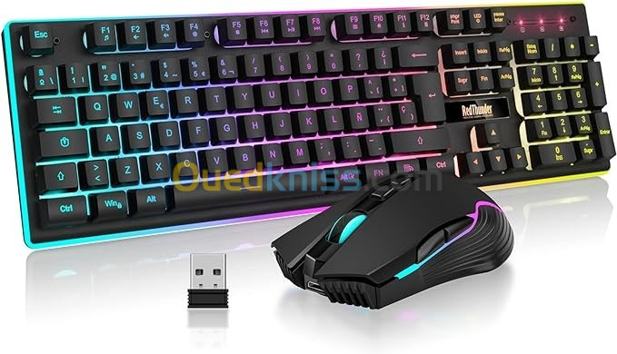 COMBO CLAVIER SOURIS SANS FIL SEMI MECANIQUE REDTHUNDER K10