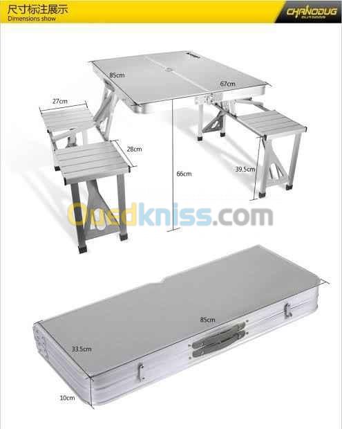 طاولة Table camping pliable avec 4 sièges 