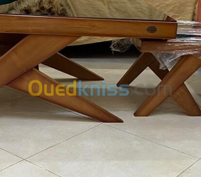 Table basse et 2 table sghar  en bois hêtre 