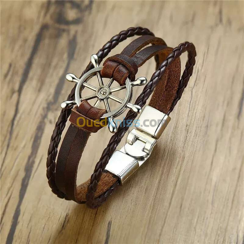 Bracelet pour hommes en cuir veritable produits importation 