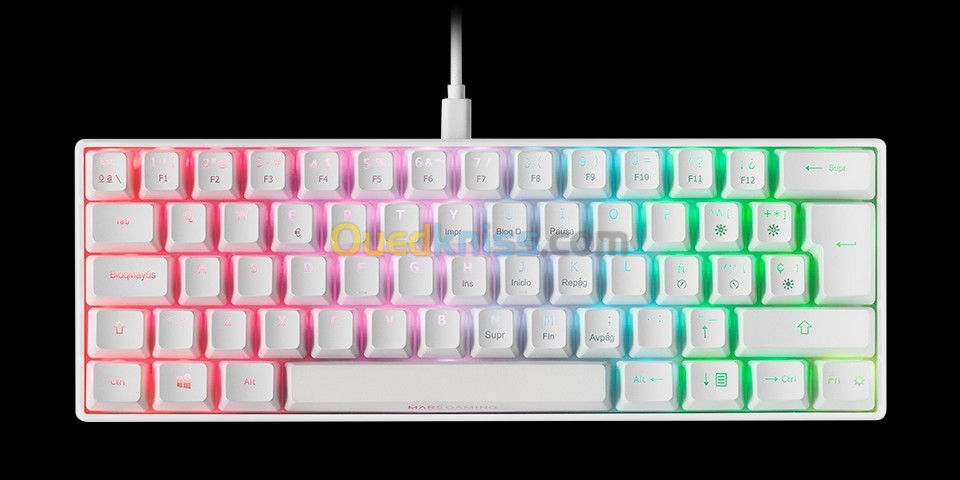 CLAVIER MARS GAMING MKMINI RGB 60% - DISPO BLACK & white 