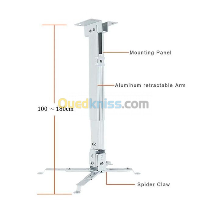 Support Plafond et murale DATASHOW Projecteur universel 100-180cm en aluminium