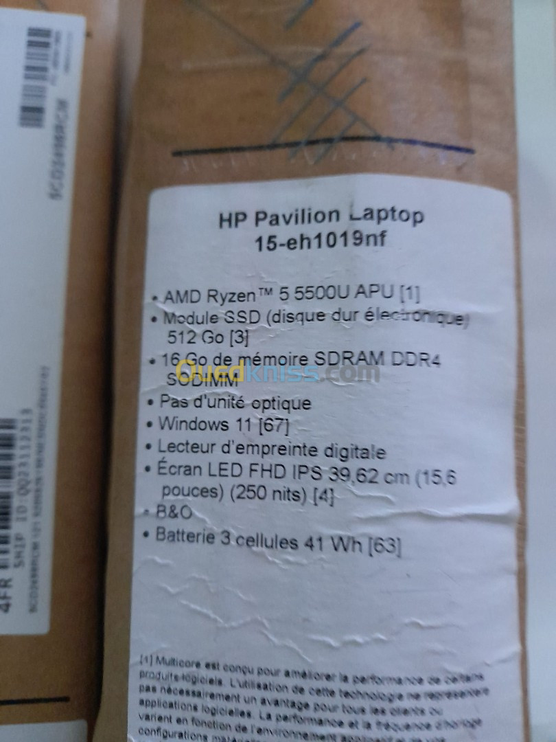 HP Pavilion 15-eh1019nf 15" Ryzen 5 2.1 GHz - SSD 512 Go - 16 Go AZERTY