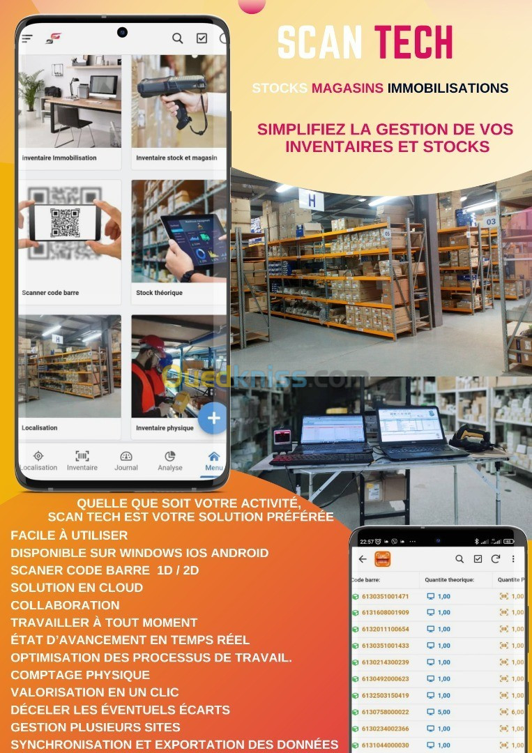 Logiciel Inventaire physique et gestion des stocks, magasins et immobilisations