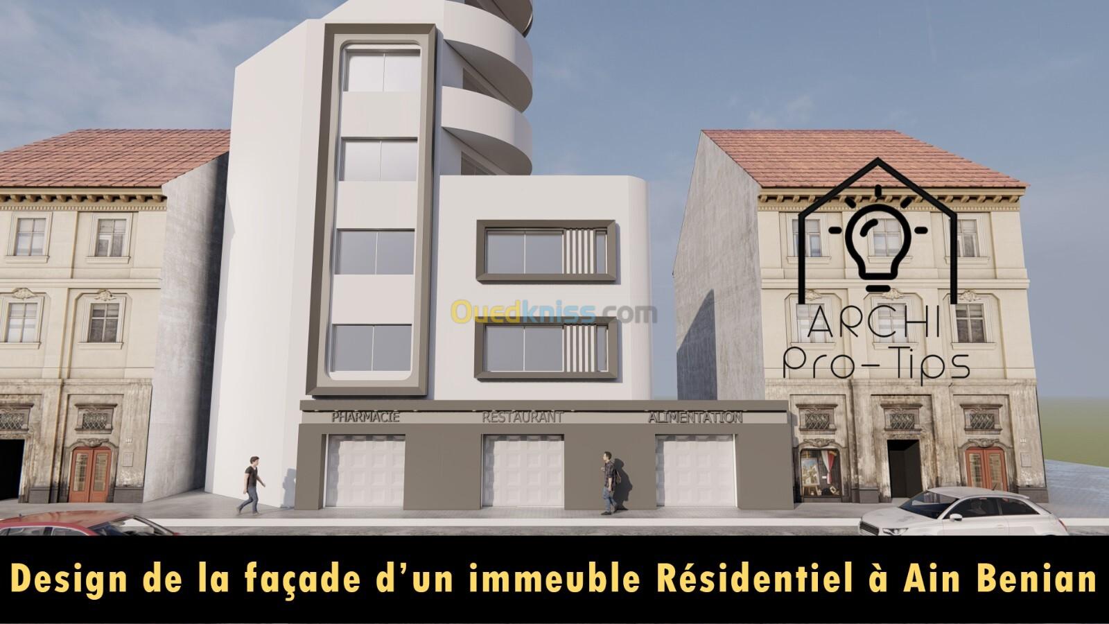 Architecte , plans , plan 2d , plan 3d , design de façade , permis de construire 