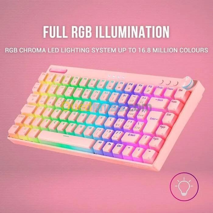 CLAVIER MARS GAMING MK-CLOUD PINK - CLAVIER MECANIQUE WIRELESS RGB COMPATIBLE PC ET CONSOLES