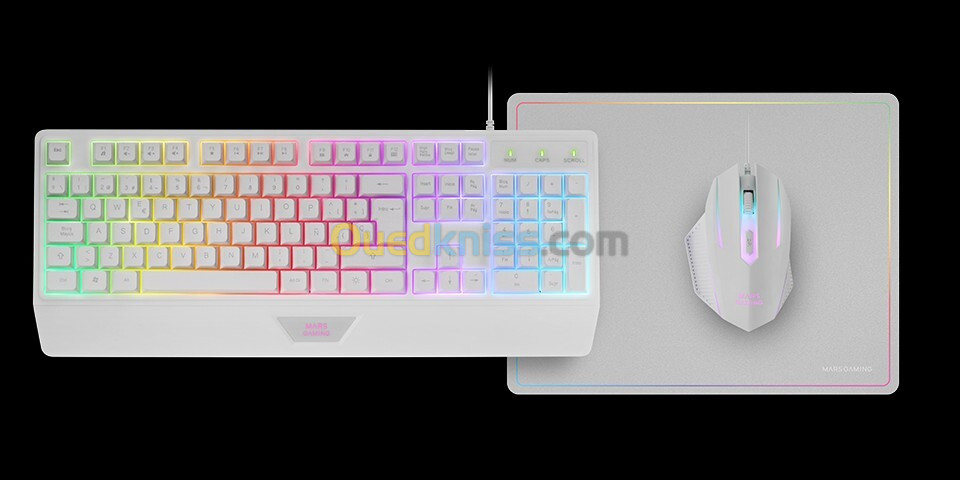 COMBO MARS GAMING MCP-124 WHITE - CLAVIER SEMI MÉCANIQUE + SOURIS RGB