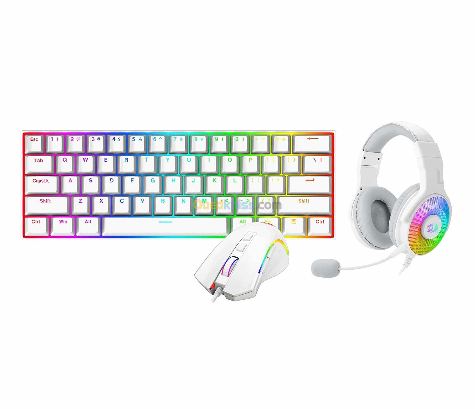 COMBO REDRAGON 3IN1 COMBO S129W - CLAVIER, SOURIS, TAPIS - WHITE RGB