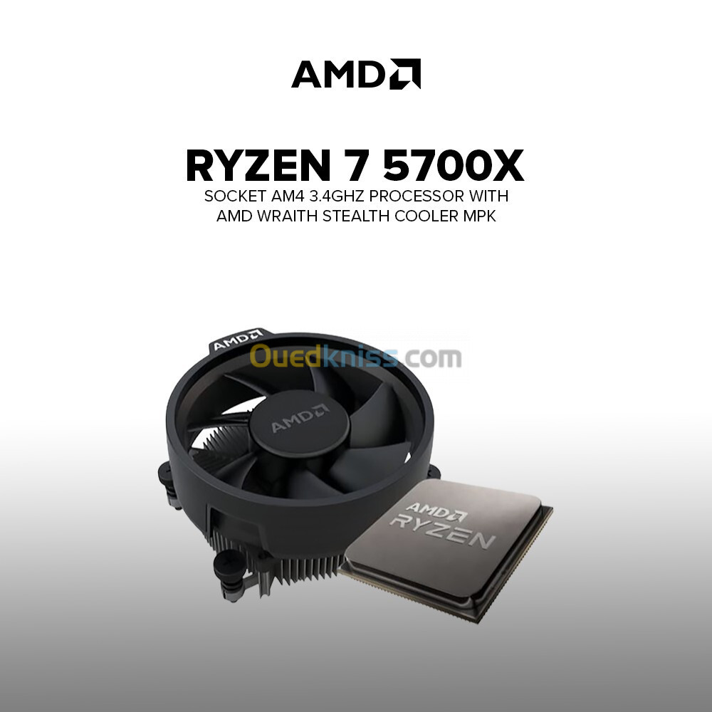 CPU AMD RYZEN 7 5700X MPK AVEC VENTILATEUR - 8 COEURS, 16 THREADS, SOCKET AM4, 3,4 GHz À 4,6 GHz