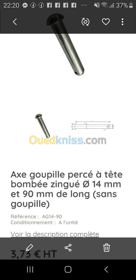 Axe goupilles a tête bomber 