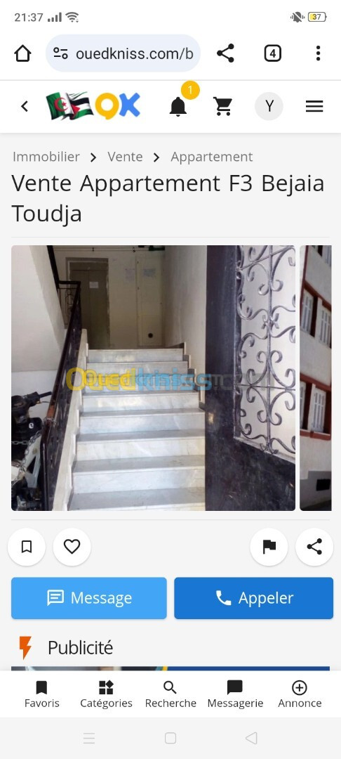 Vente Appartement F3 Béjaïa Oued ghir