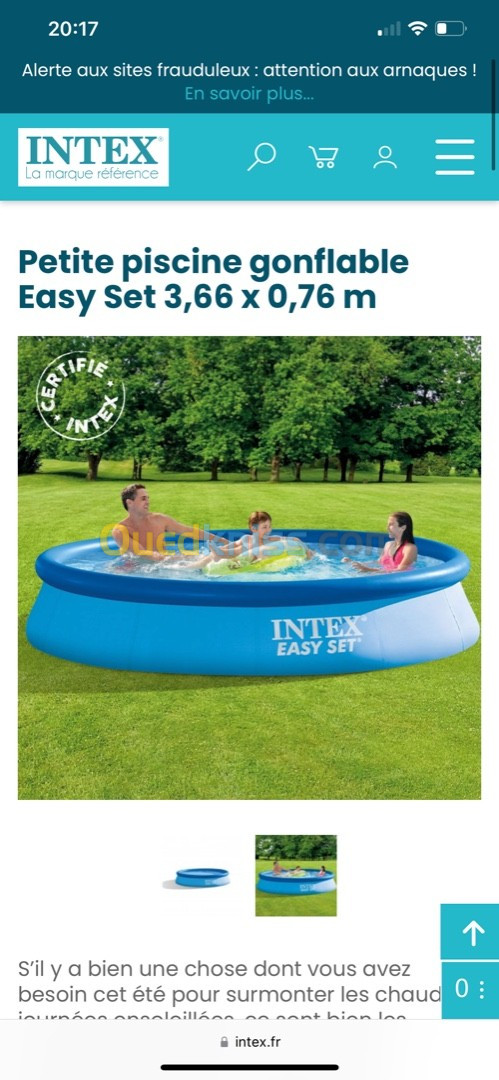 Piscine Intex easy 3.7M 