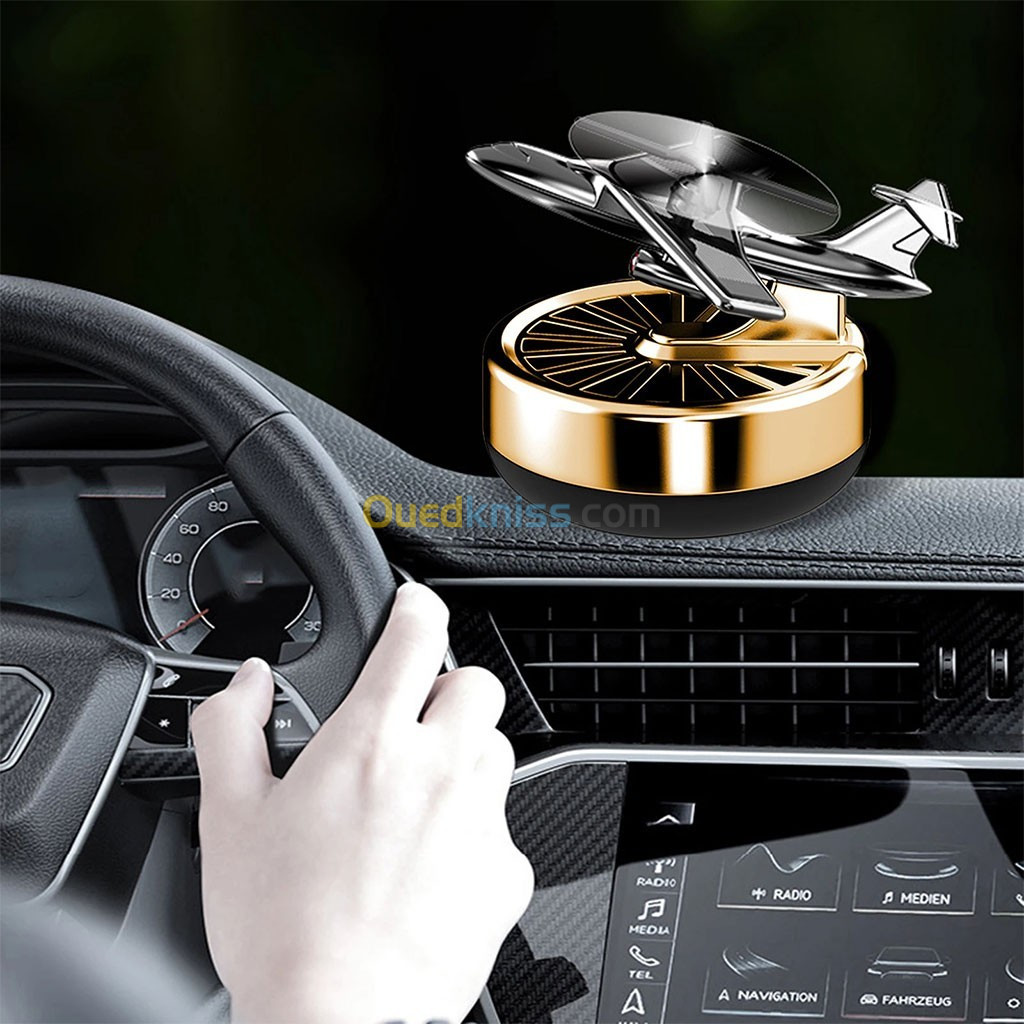 Diffuseur d arome et parfum solaire rotatif pour Voiture Forme Avion + huile essentielle