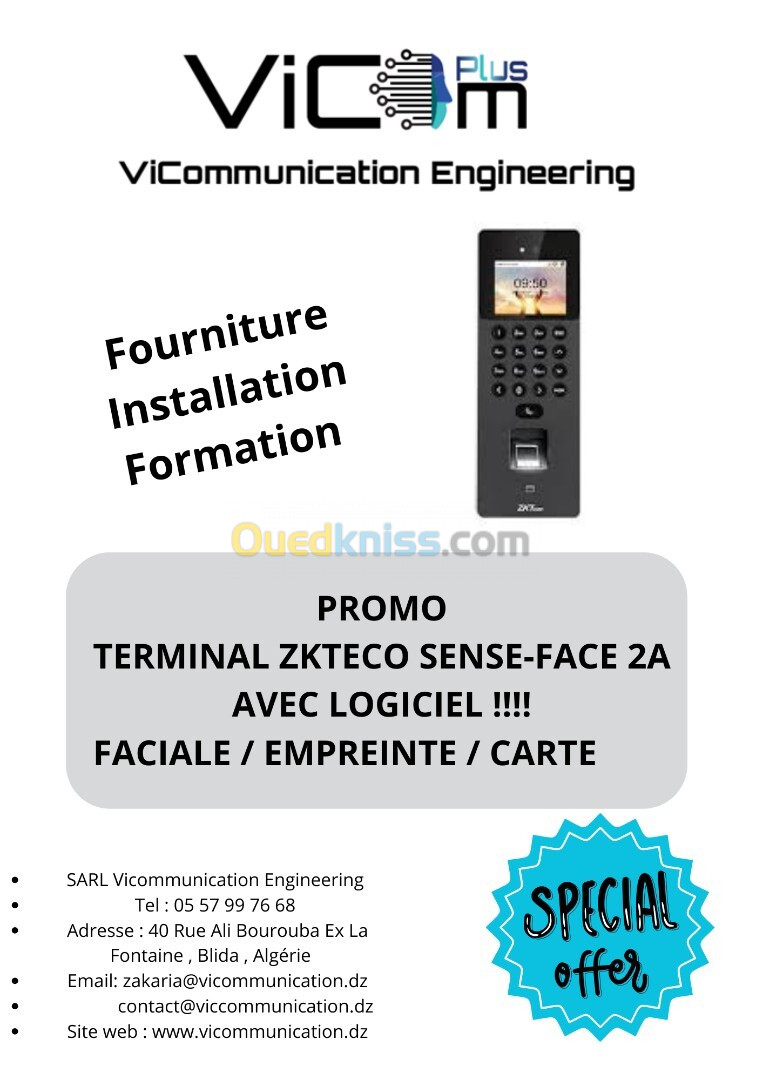 PROMO 2024 , POINTEUSE BIOMETRIQUE FACIALE / EMPREINTE / CARTE (58 Wilaya)   