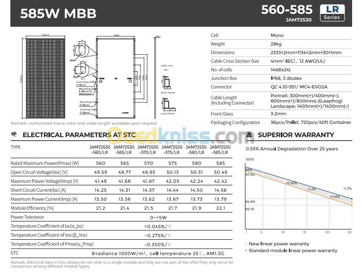 Panneau solaire Ja SOLAR 565 WC 