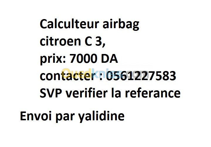 calculateur airbag Citroën C3 2009