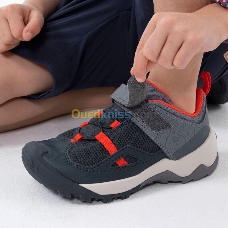 QUECHUA Chaussures de randonnée enfant à scratch Crossrock grise rouge du 24 AU 34