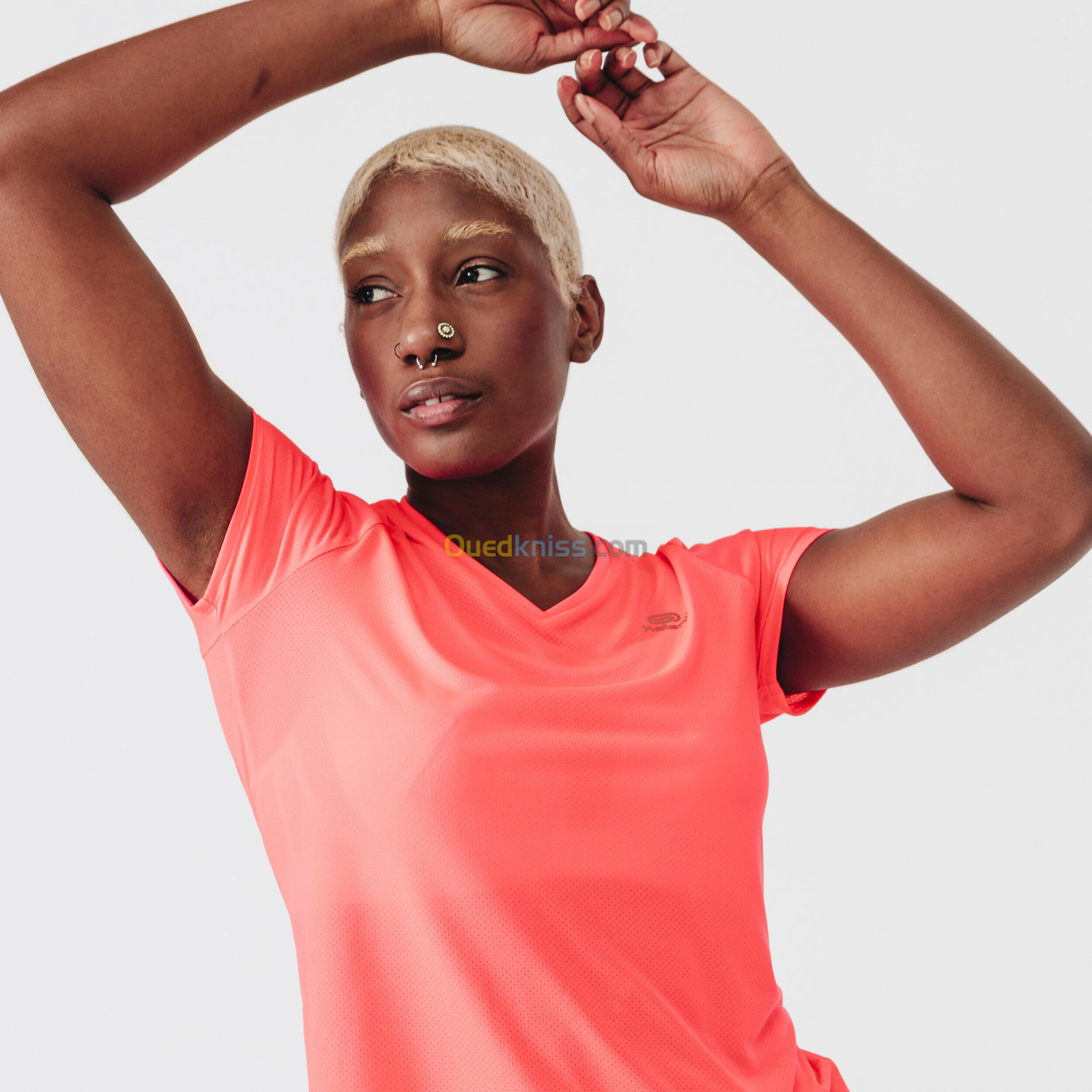 KALENJI T-shirt manches courtes running respirant femme - Dry corail