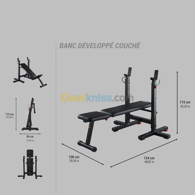 CORENGTH Banc de musculation avec chandelles pliables, inclinable - bench press fold