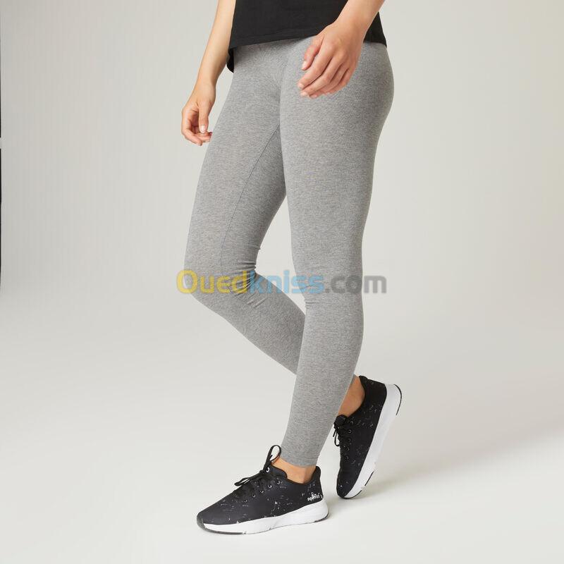 DOMYOS Legging fitness long coton extensible femme - Fit+ gris