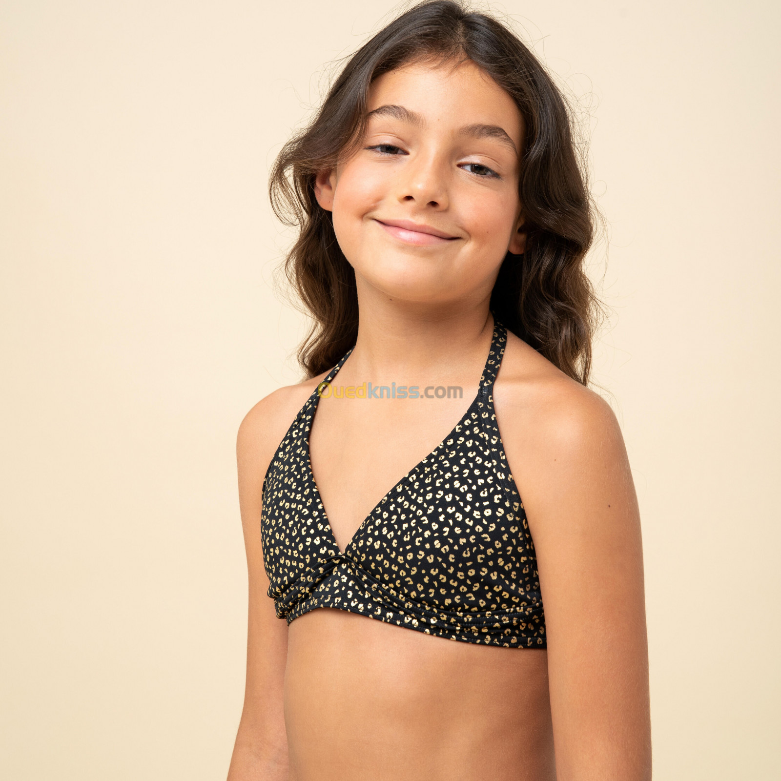 OLAIAN HAUT DE MAILLOT DE BAIN FOULARD FILLE 100 NOIR