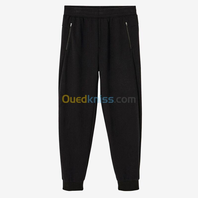 DOMYOS Pantalon jogging fitness homme coton majoritaire coupe droite - 500 noir