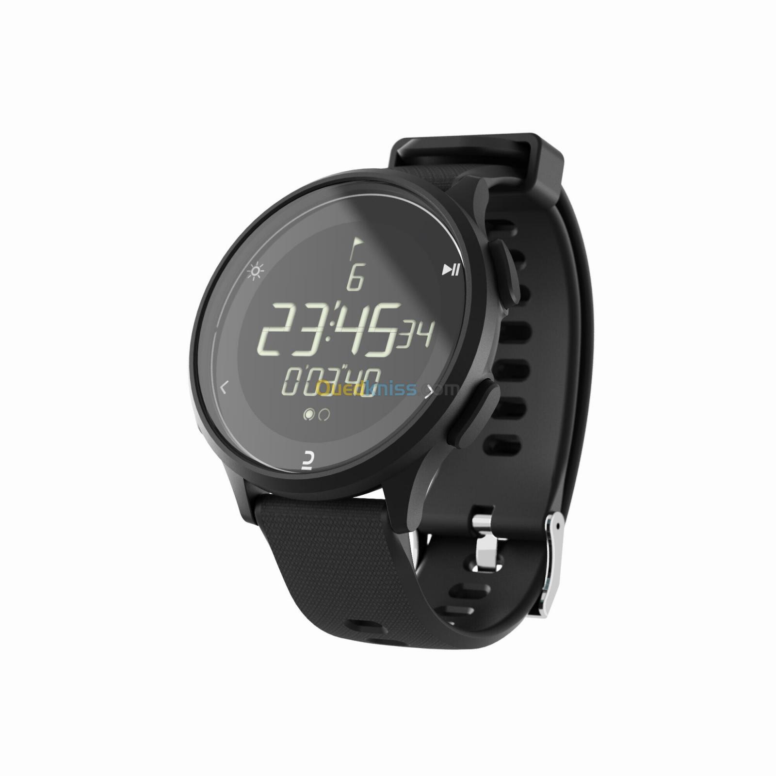 DECATHLON Montre chronomètre de course à pied W500M NOIRE