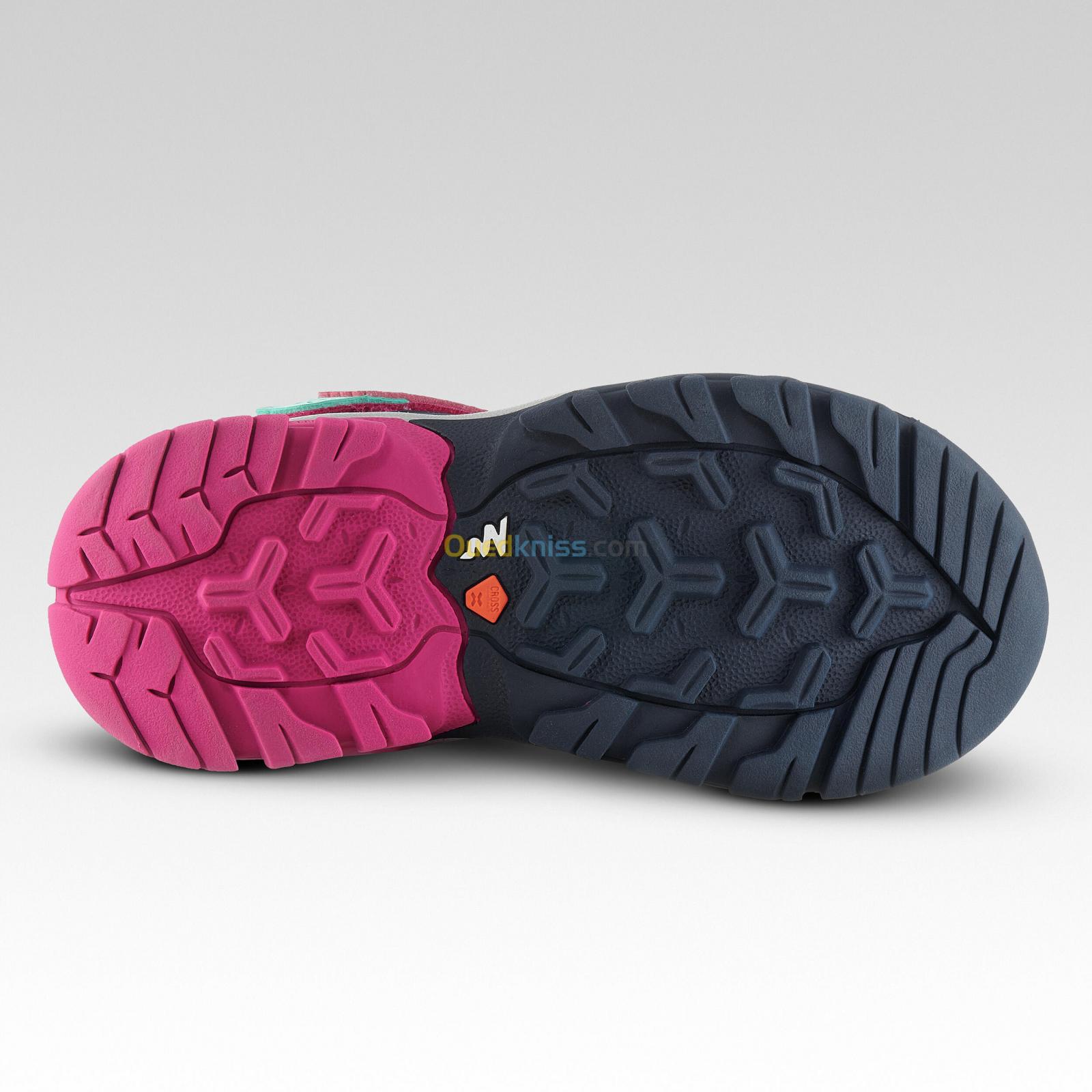 QUECHUA Chaussures de randonnée montagne avec scratch fille Crossrock bleues/rose 24-34