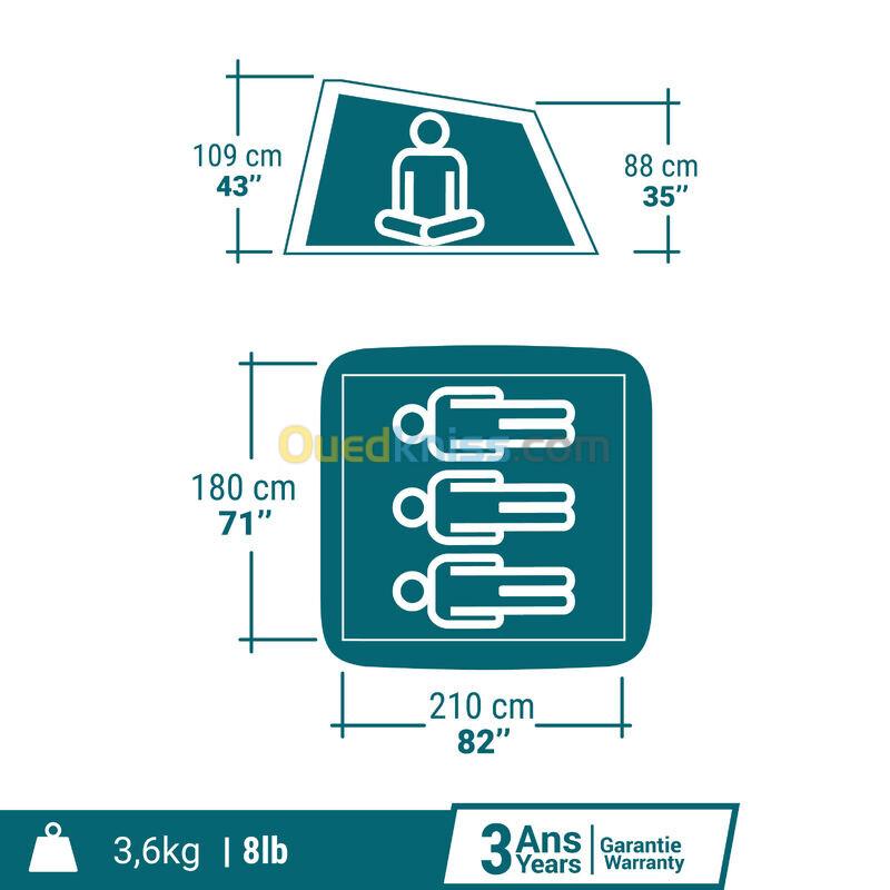 QUECHUA Tente de camping - 2 SECONDS - 3 places