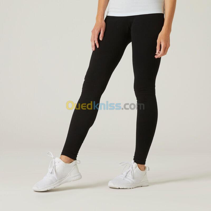 DOMYOS Legging Fitness Long Coton Extensible Femme - Fit+ Noir