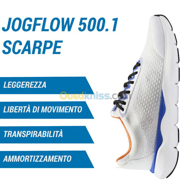 KALENJI CHAUSSURES de running homme JOGFLOW 500.1 blanc, bleu, rouge