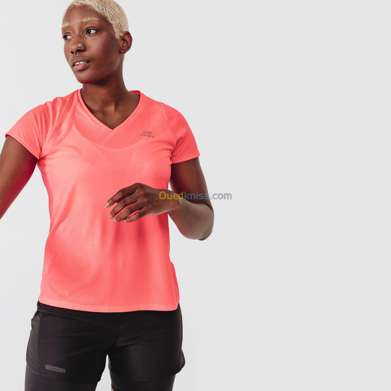 KALENJI T-shirt manches courtes running respirant femme - Dry corail