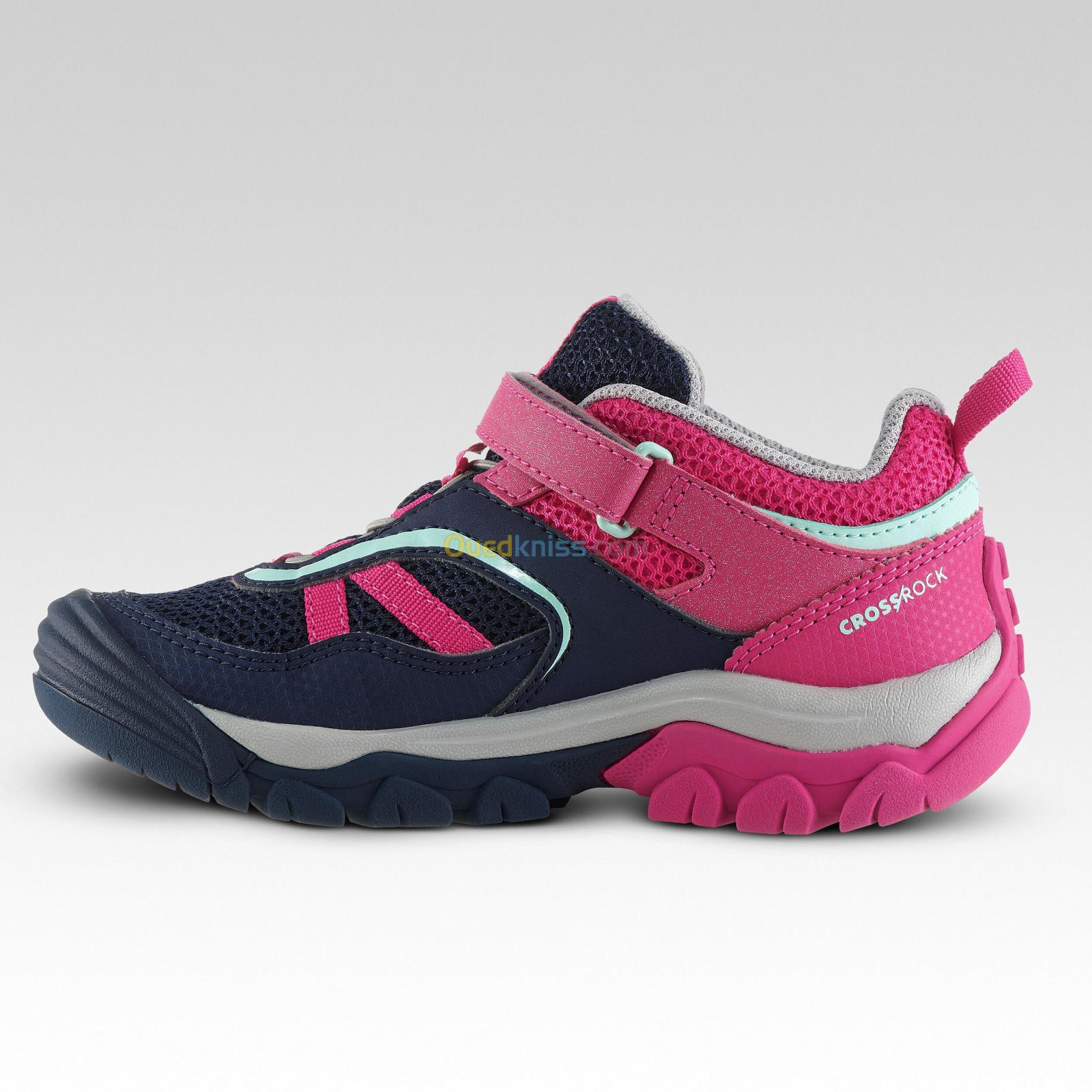 QUECHUA Chaussures de randonnée montagne avec scratch fille Crossrock bleues/rose 24-34