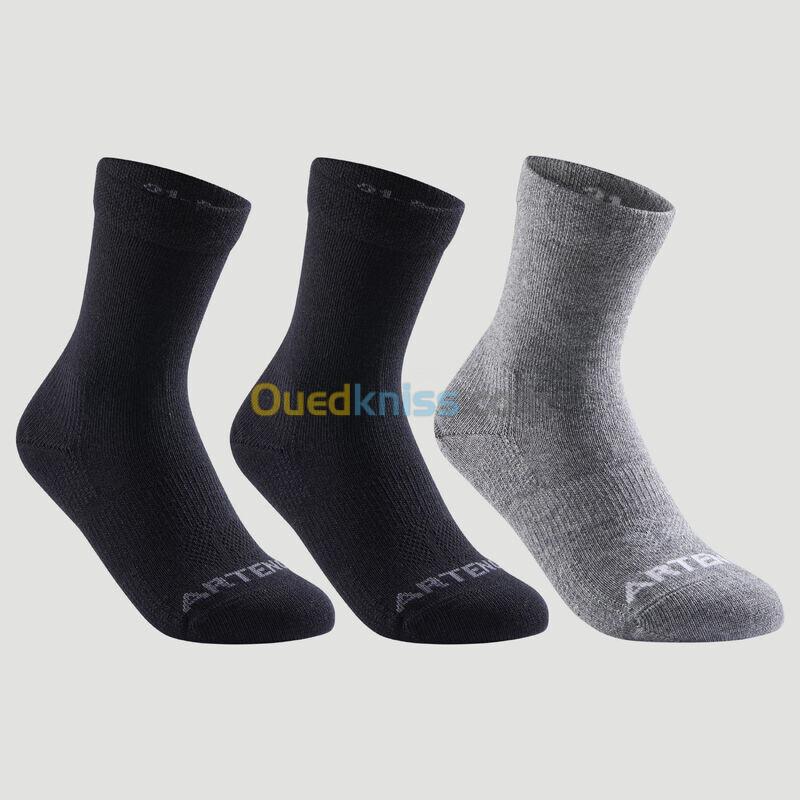 ARTENGO CHAUSSETTES DE SPORT ENFANT HAUTES ARTENGO RS 160 NOIR GRIS LOT DE 3