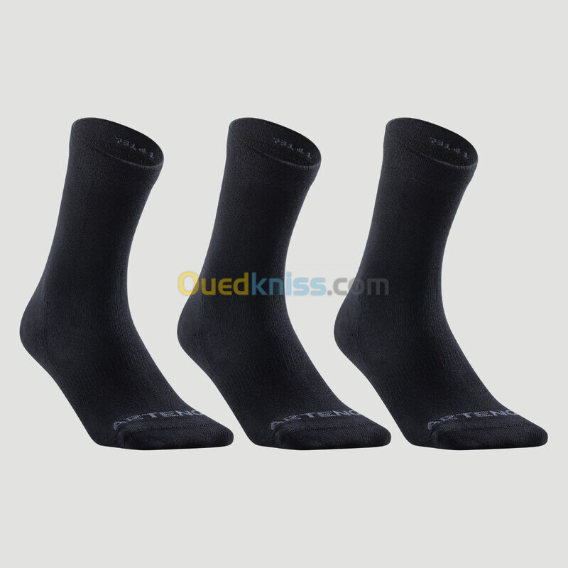 ARTENGO Chaussettes de Sport Hautes Rs 160 Noir Lot de 3