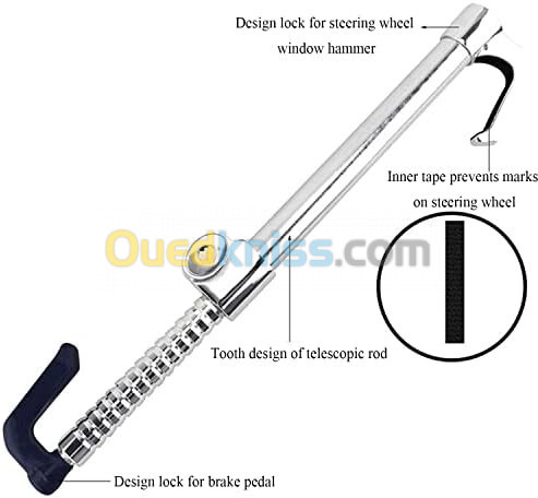 Serrure antivol Standard de frein et volant rétractable double crochet En Acier Inoxydable